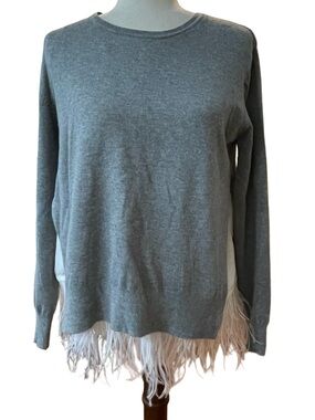 CENTRAL PARK WEST Ostrich Feather Hem Sweater